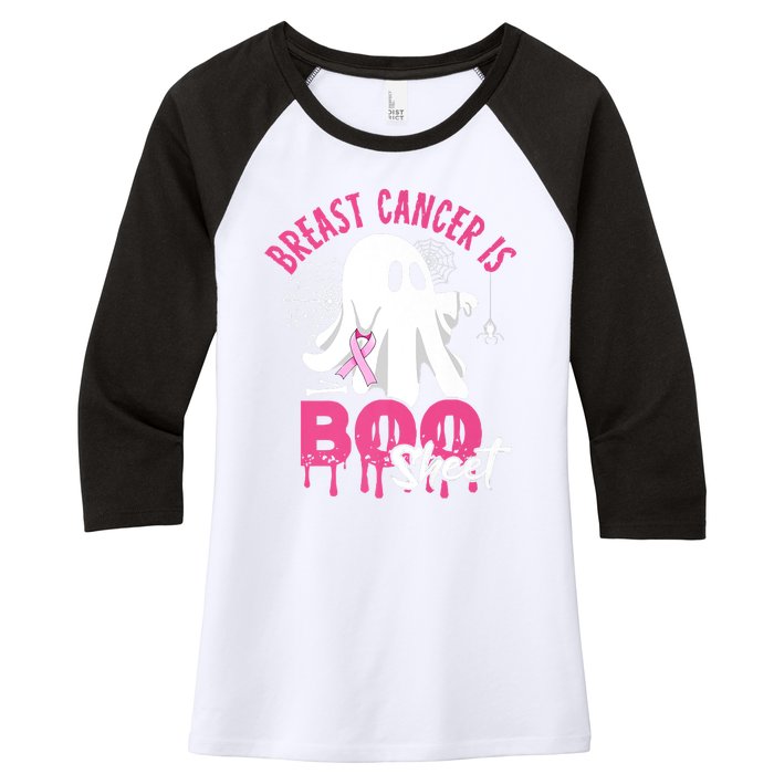 Breast Cancer Is Boo Sheet Halloween Breast Cancer Awareness Women's Tri-Blend 3/4-Sleeve Raglan Shirt