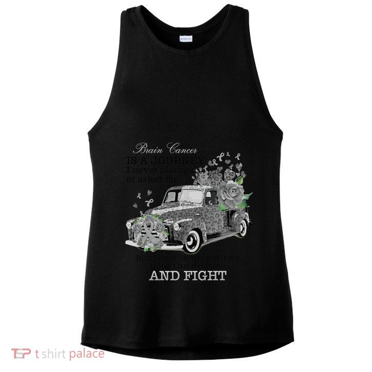 Brain Cancer Is A Journey Brain Cancer Awareness Gift Ladies PosiCharge Tri-Blend Wicking Tank