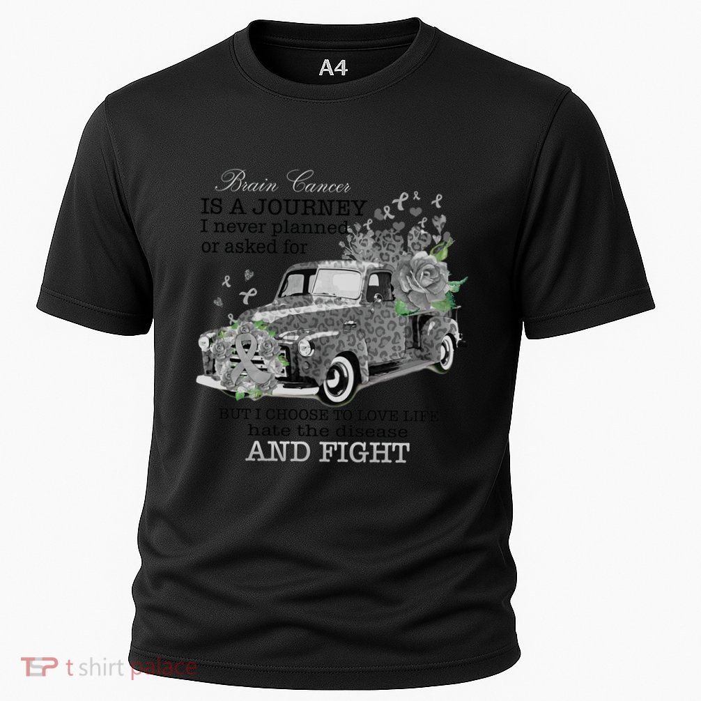 Brain Cancer Is A Journey Brain Cancer Awareness Gift Performance Shirt