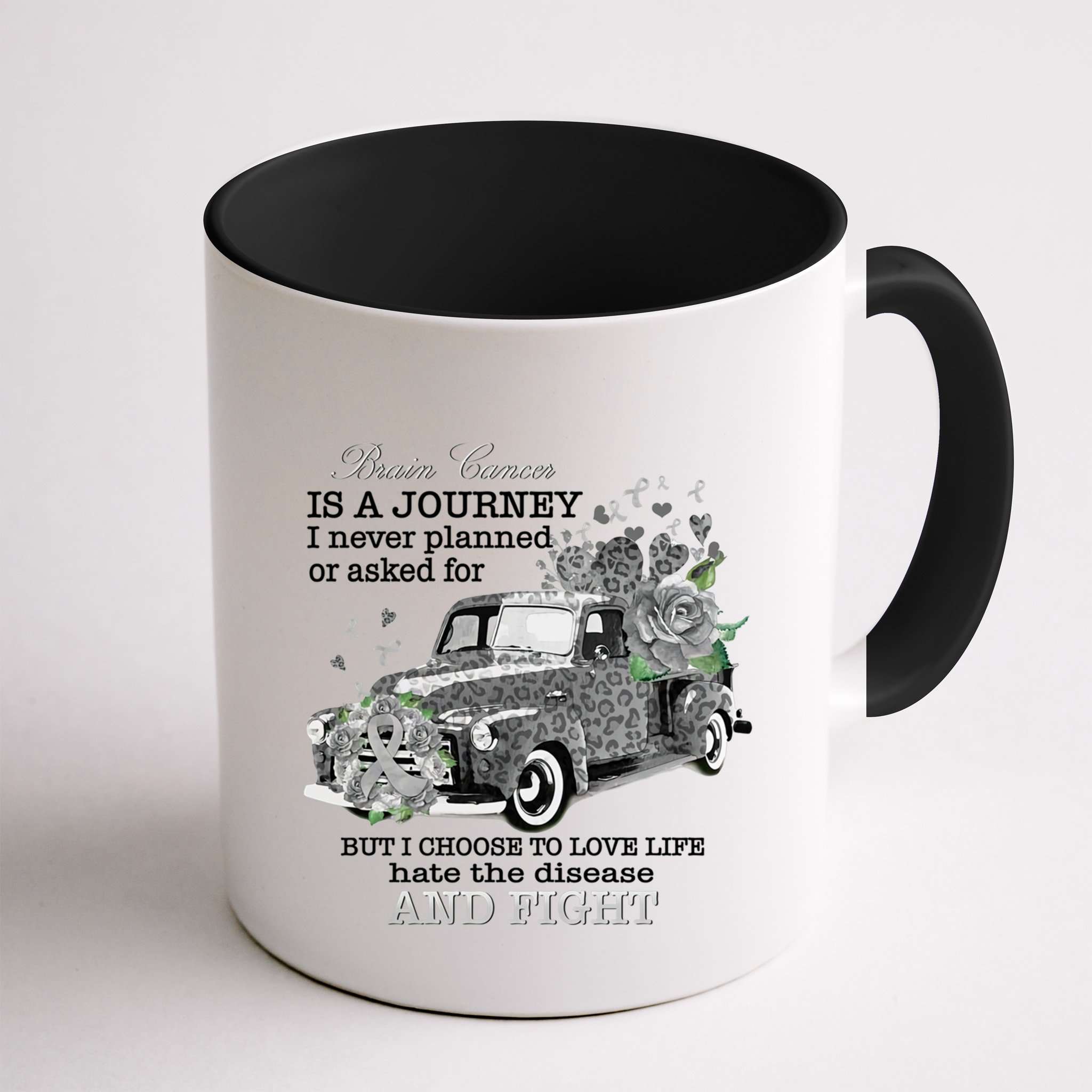 Brain Cancer Is A Journey Brain Cancer Awareness Gift Mug