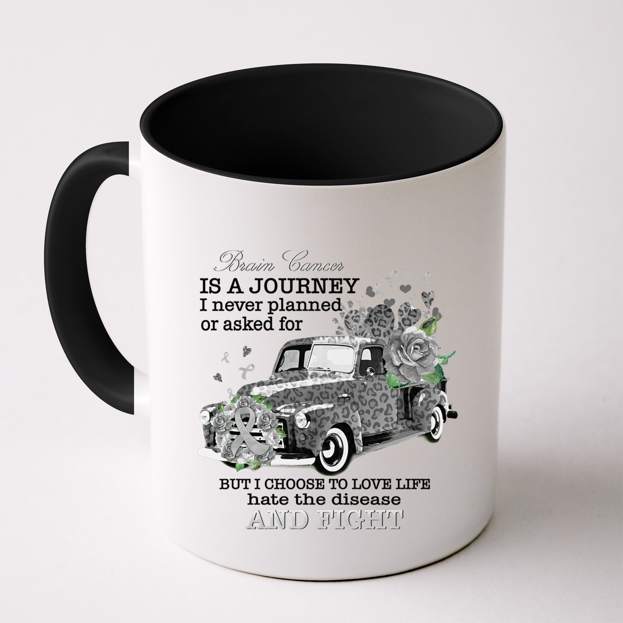 Brain Cancer Is A Journey Brain Cancer Awareness Gift Mug