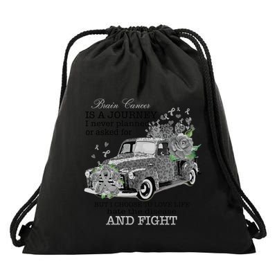 Brain Cancer Is A Journey Brain Cancer Awareness Gift Drawstring Bag