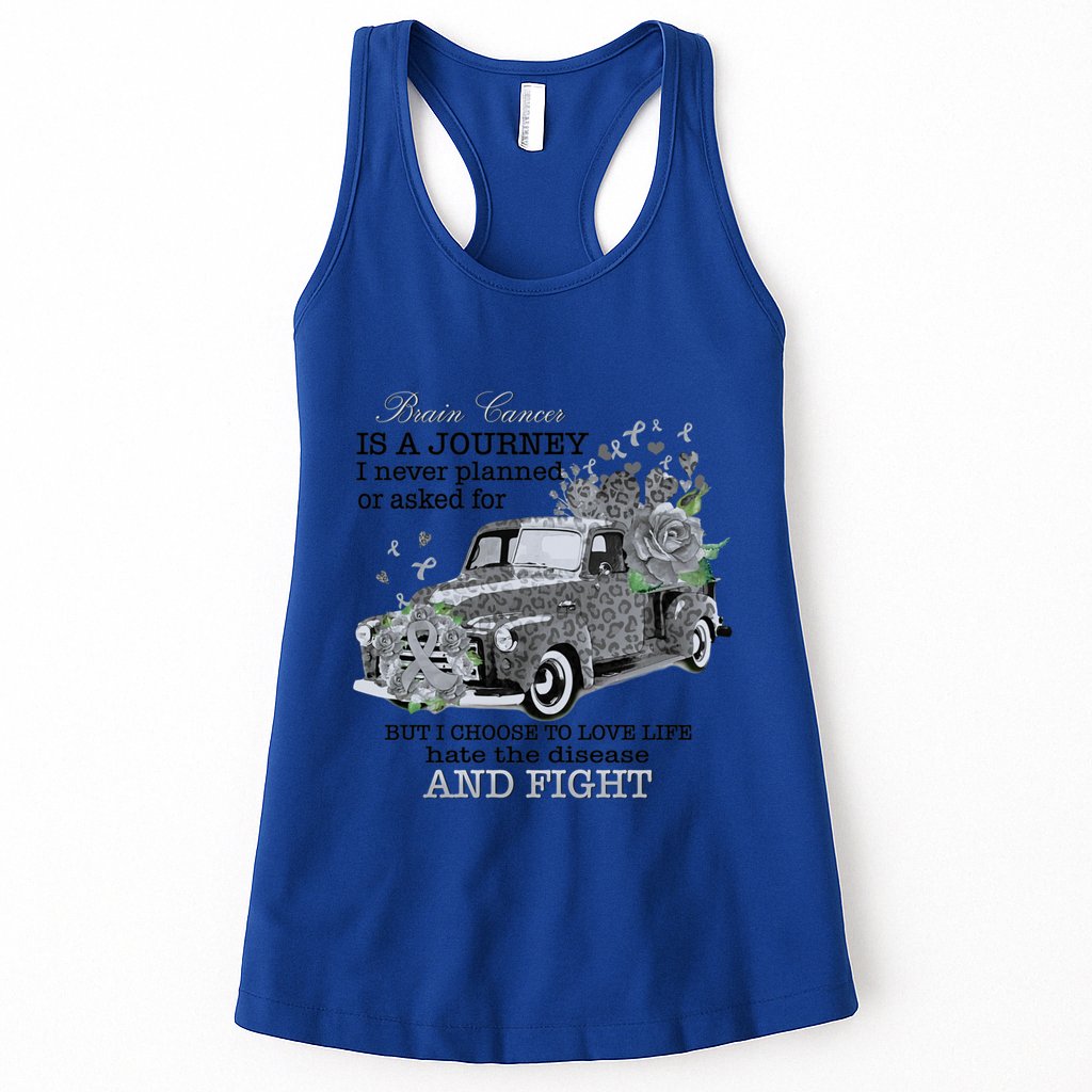 Brain Cancer Is A Journey Brain Cancer Awareness Gift Womens Tank Top