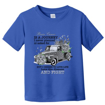 Brain Cancer Is A Journey Brain Cancer Awareness Gift Toddler T-Shirt