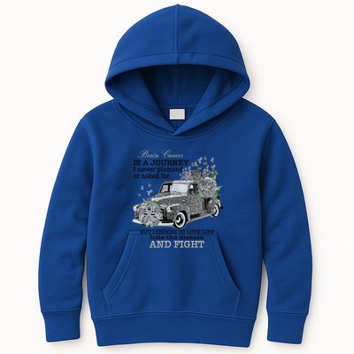 Brain Cancer Is A Journey Brain Cancer Awareness Gift Kids Hoodie