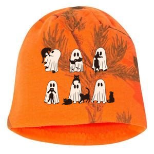 Black Cats In Ghost Costume Cute Ghost Cat Halloween Kati - Camo Knit Beanie