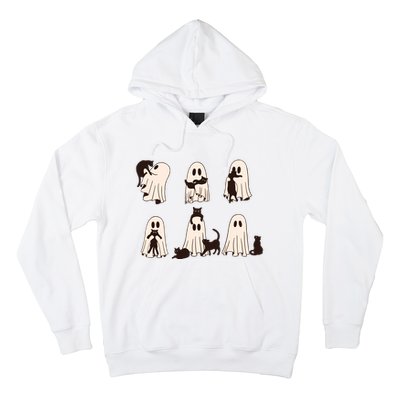 Black Cats In Ghost Costume Cute Ghost Cat Halloween Hoodie