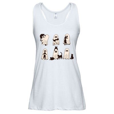 Black Cats In Ghost Costume Cute Ghost Cat Halloween Ladies Essential Flowy Tank