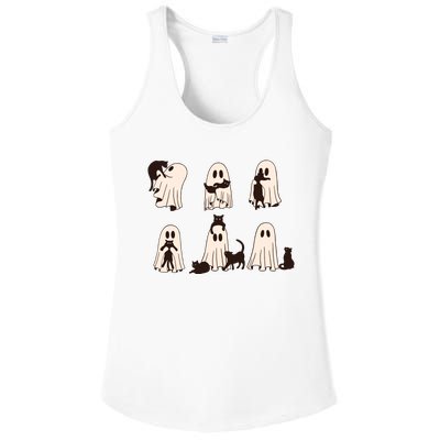 Black Cats In Ghost Costume Cute Ghost Cat Halloween Ladies PosiCharge Competitor Racerback Tank