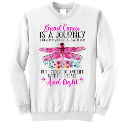 Breast Cancer Is A Journey Breast Cancer Warrior Pink Ribbon Sweatshirt