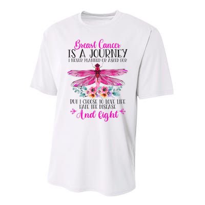 Breast Cancer Is A Journey Breast Cancer Warrior Pink Ribbon Performance Sprint T-Shirt