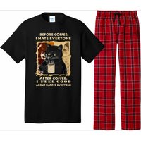 Before Coffee I Hate Everyone After Coffee Black Cat Drink Pajama Set