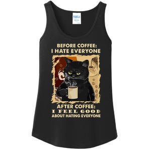 Before Coffee I Hate Everyone After Coffee Black Cat Drink Ladies Essential Tank