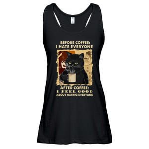 Before Coffee I Hate Everyone After Coffee Black Cat Drink Ladies Essential Flowy Tank