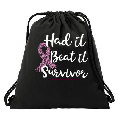 Breast Cancer I Had It I Beat It Survivor Pink Ribbon Gift Drawstring Bag