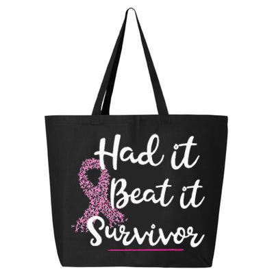 Breast Cancer I Had It I Beat It Survivor Pink Ribbon Gift 25L Jumbo Tote