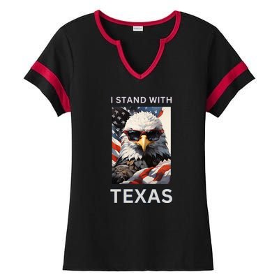 Border Crisis I Stand With Texas Ladies Halftime Notch Neck Tee