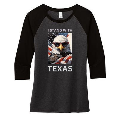 Border Crisis I Stand With Texas Women's Tri-Blend 3/4-Sleeve Raglan Shirt