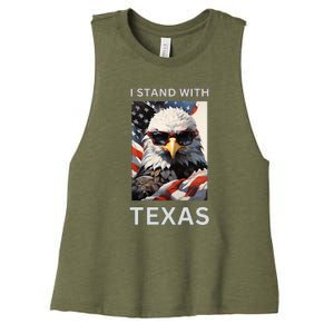 Border Crisis I Stand With Texas Women's Racerback Cropped Tank