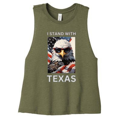 Border Crisis I Stand With Texas Women's Racerback Cropped Tank