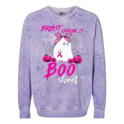 Breast Cancer Is Boo Sheet Breast Cancer Warrior Halloween Colorblast Crewneck Sweatshirt