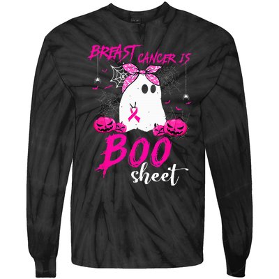 Breast Cancer Is Boo Sheet Breast Cancer Warrior Halloween Tie-Dye Long Sleeve Shirt