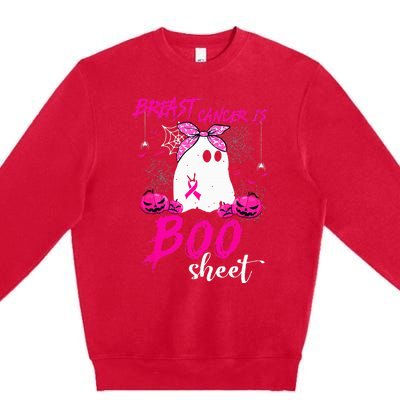 Breast Cancer Is Boo Sheet Breast Cancer Warrior Halloween Premium Crewneck Sweatshirt