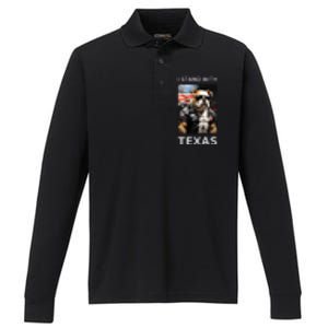 Border Crisis I Stand With Texas Performance Long Sleeve Polo