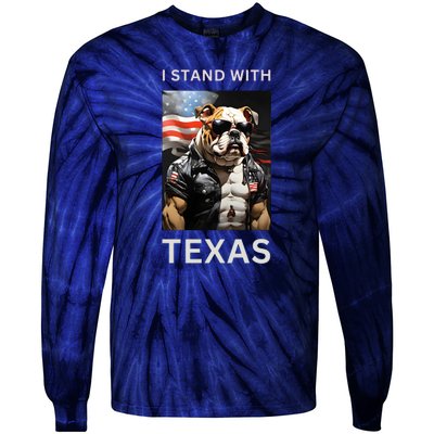 Border Crisis I Stand With Texas Tie-Dye Long Sleeve Shirt