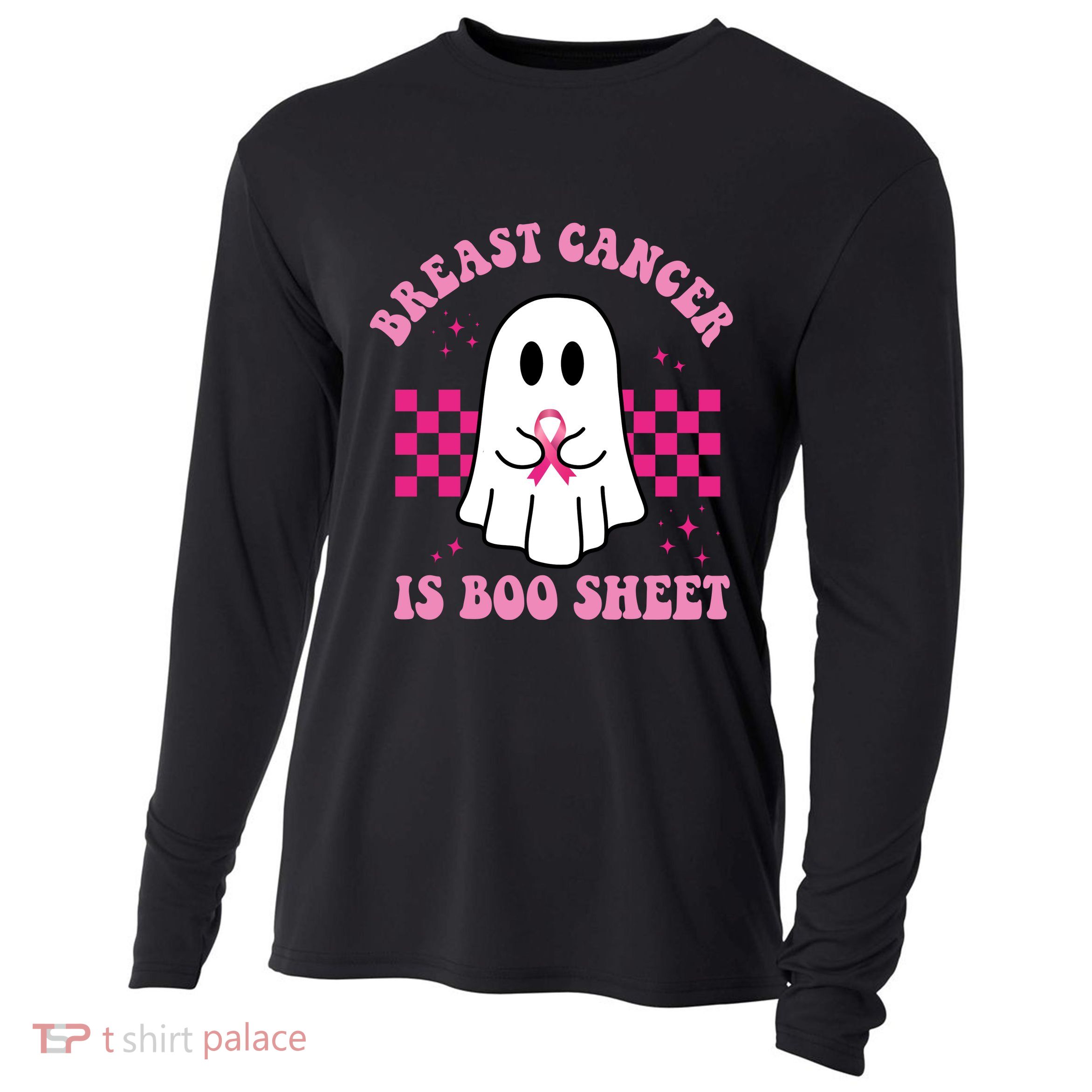 Breast Cancer Is Boo Sheet October Awareness Cooling Performance Long Sleeve Crew