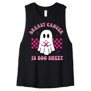 Breast Cancer Is Boo Sheet October Awareness Women's Racerback Cropped Tank