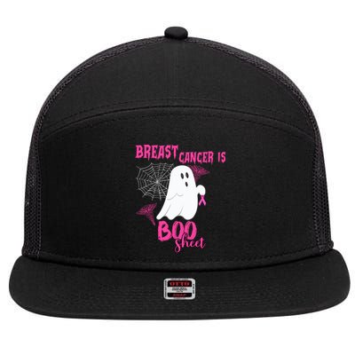 Breast Cancer Is Boo Sheet Pink Ribbon Ghost Spiderweb Gift 7 Panel Mesh Trucker Snapback Hat