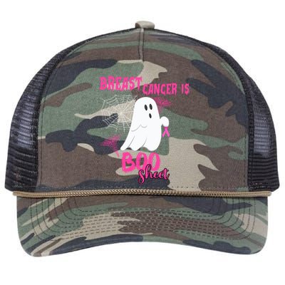 Breast Cancer Is Boo Sheet Pink Ribbon Ghost Spiderweb Gift Retro Rope Trucker Hat Cap