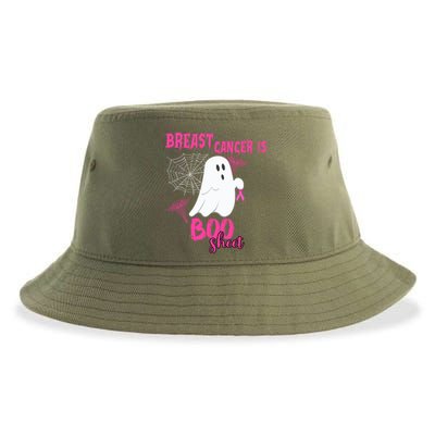 Breast Cancer Is Boo Sheet Pink Ribbon Ghost Spiderweb Gift Sustainable Bucket Hat