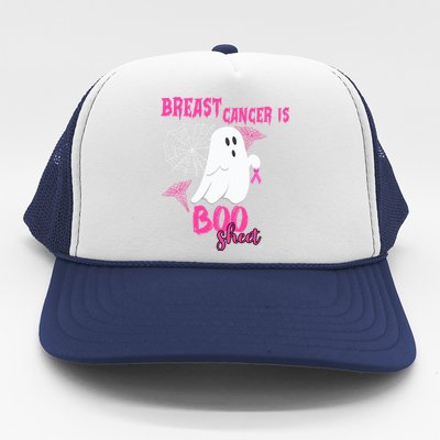 Breast Cancer Is Boo Sheet Pink Ribbon Ghost Spiderweb Gift Trucker Hat