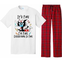 Black Cat Its Fine Im Fine Everything Is Fine Nurse Life Pajama Set