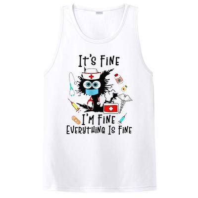 Black Cat Its Fine Im Fine Everything Is Fine Nurse Life PosiCharge Competitor Tank