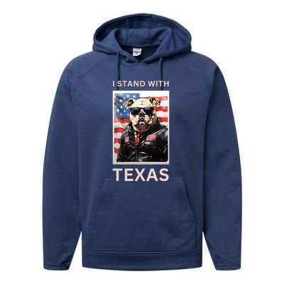 Border Crisis I Stand With Texas Performance Fleece Hoodie