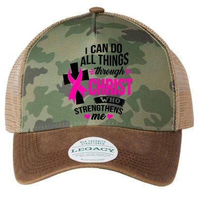Breast Cancer I Can Do All Things Through Christ Awareness Legacy Tie Dye Trucker Hat