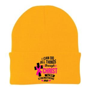 Breast Cancer I Can Do All Things Through Christ Awareness Knit Cap Winter Beanie