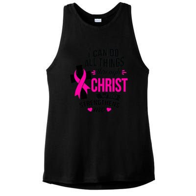 Breast Cancer I Can Do All Things Through Christ Awareness Ladies PosiCharge Tri-Blend Wicking Tank