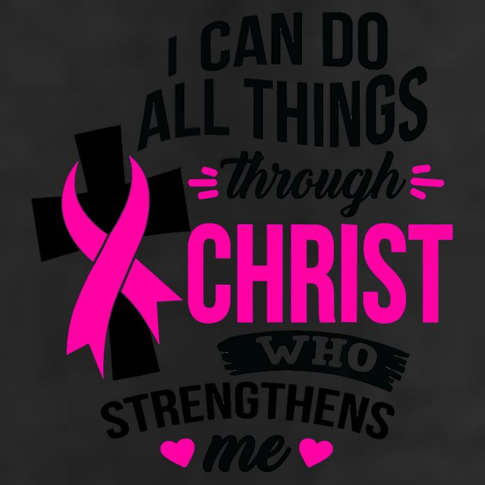 Breast Cancer I Can Do All Things Through Christ Awareness 7 Panel Mesh Trucker Snapback Hat
