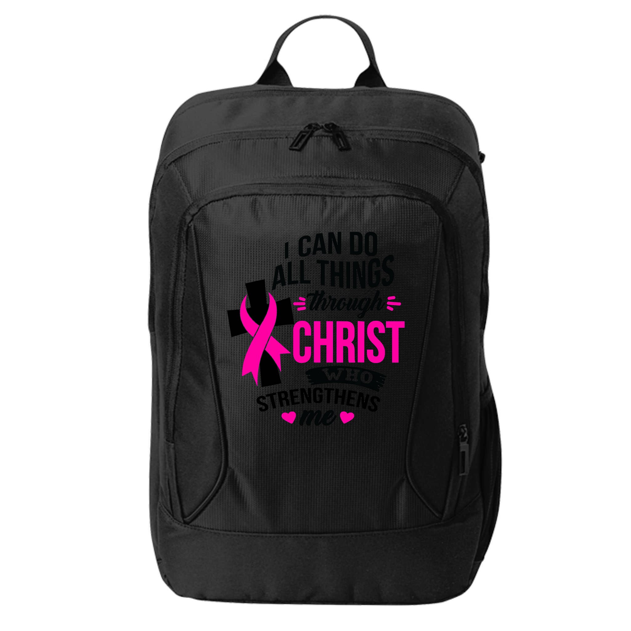 Breast Cancer I Can Do All Things Through Christ Awareness City Backpack