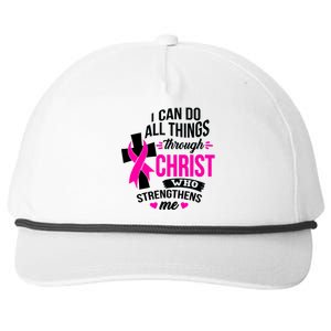 Breast Cancer I Can Do All Things Through Christ Awareness Snapback Five-Panel Rope Hat