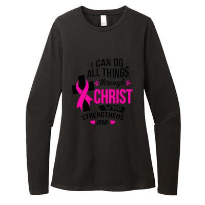 Breast Cancer I Can Do All Things Through Christ Awareness Womens CVC Long Sleeve Shirt