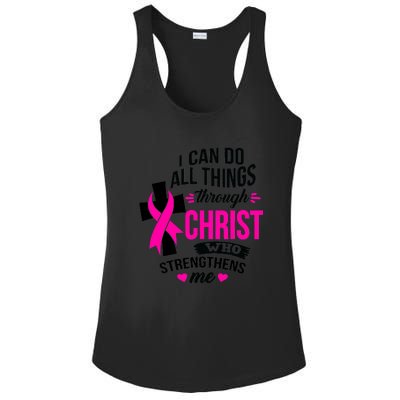 Breast Cancer I Can Do All Things Through Christ Awareness Ladies PosiCharge Competitor Racerback Tank