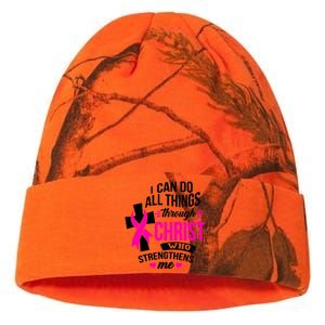 Breast Cancer I Can Do All Things Through Christ Awareness Kati Licensed 12" Camo Beanie