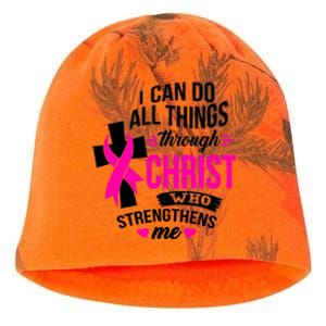 Breast Cancer I Can Do All Things Through Christ Awareness Kati - Camo Knit Beanie