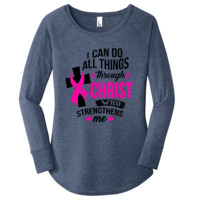 Breast Cancer I Can Do All Things Through Christ Awareness Women's Perfect Tri Tunic Long Sleeve Shirt