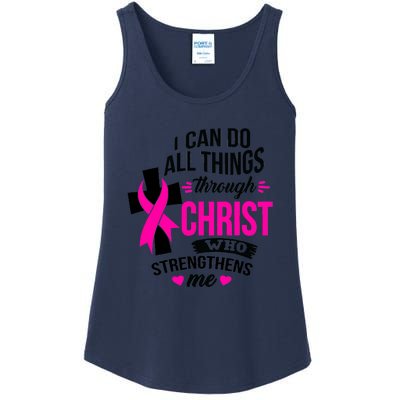 Breast Cancer I Can Do All Things Through Christ Awareness Ladies Essential Tank